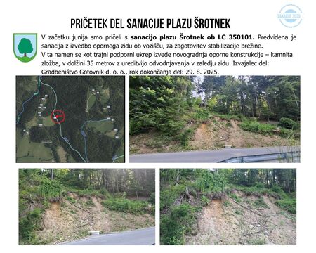 Pričetek del: Sanacija plazu Šrotnek 